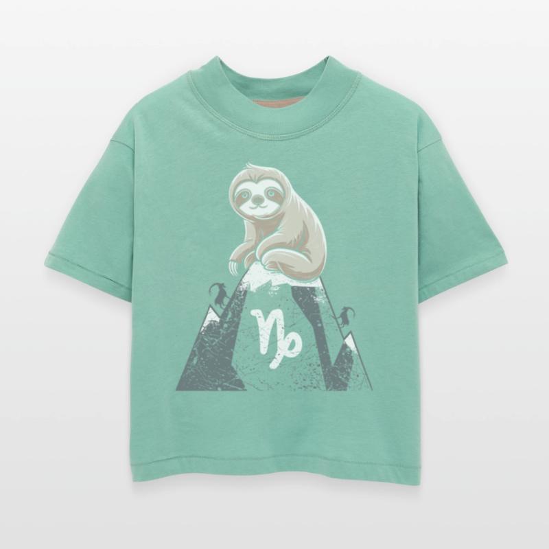 Capricorn Zodiac Sloth on Mountain Top with