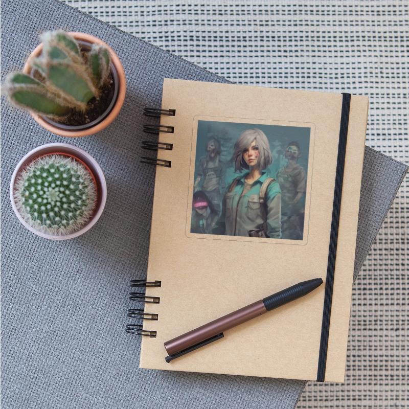 girl with zombies in the back ground lol