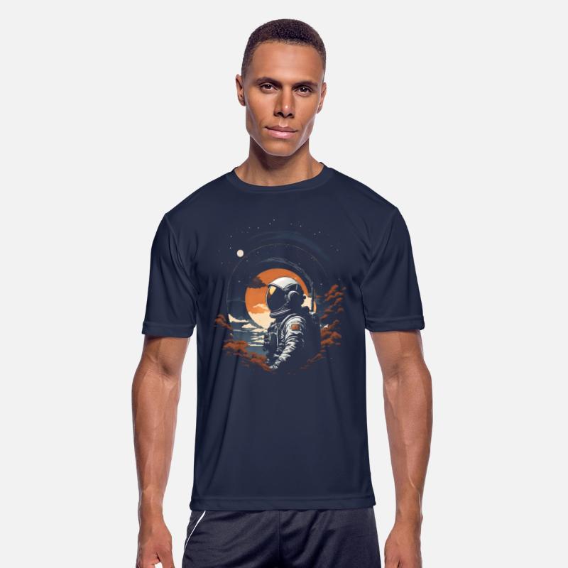 Lost Cosmonaut in autumn in outer unexplored space