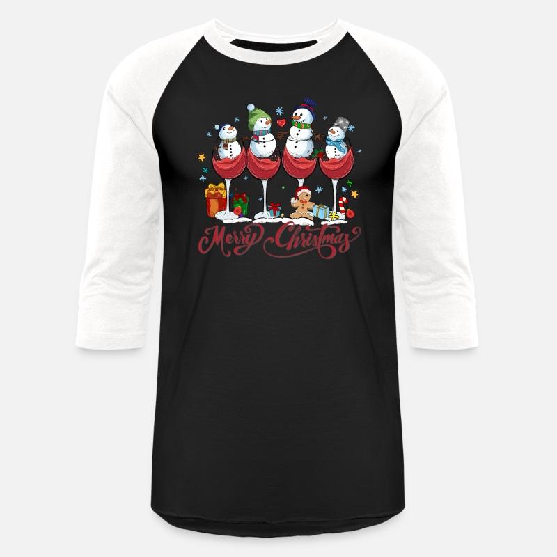 Red Wine Glasses with Snow Men Funny Christmas