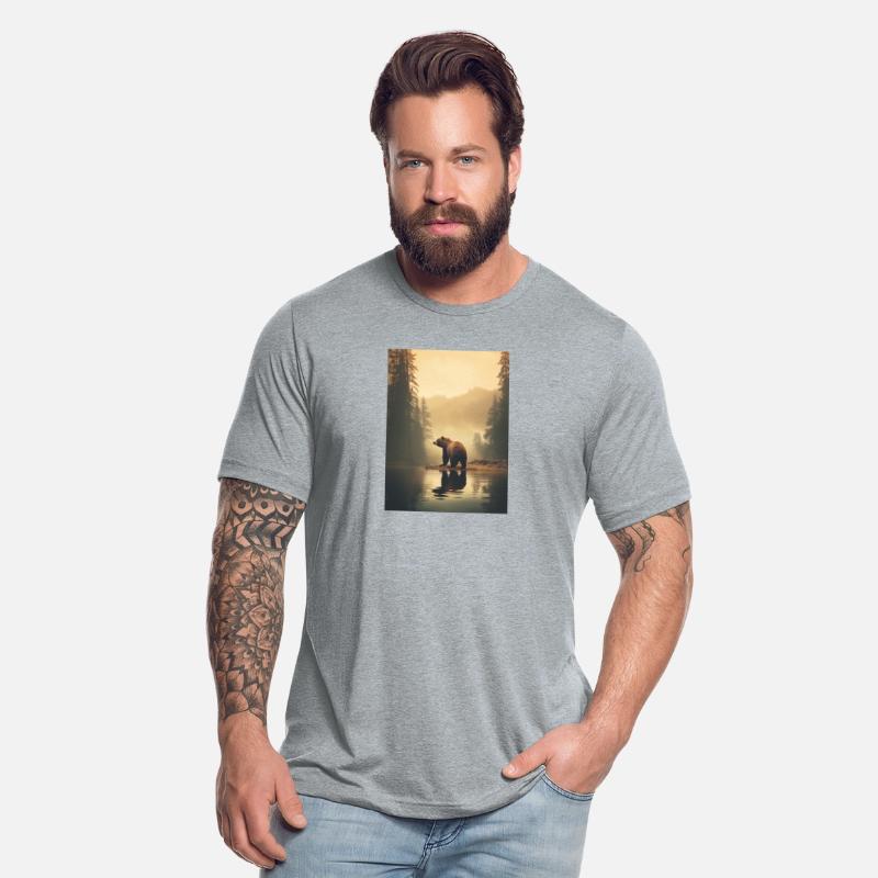 Bear by the river. Mysterious nature.