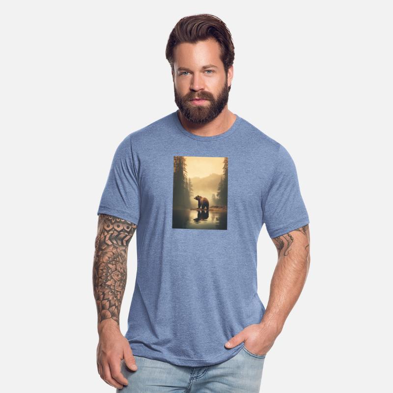 Bear by the river. Mysterious nature.