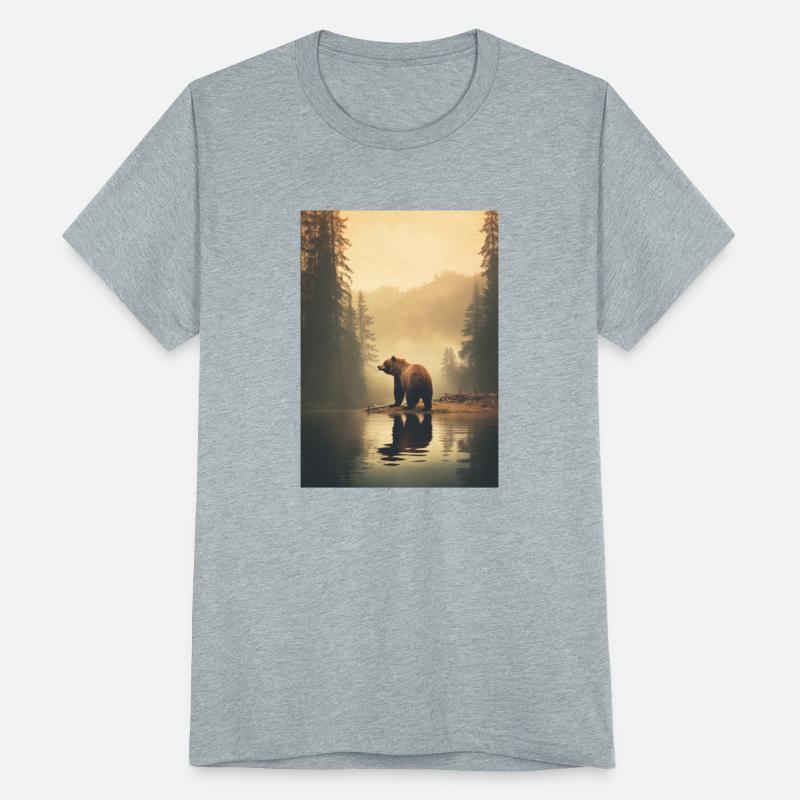 Bear by the river. Mysterious nature.