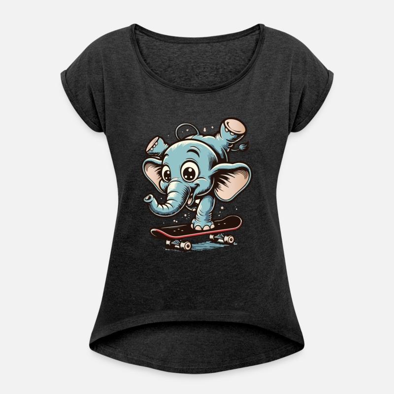 blue cartoon elephant on skateboard