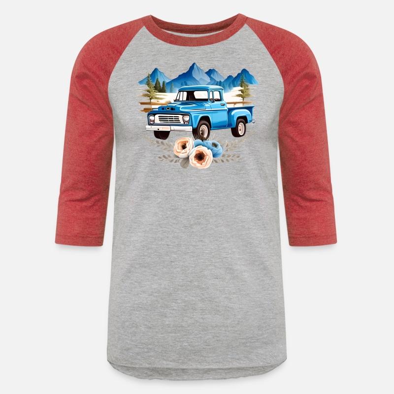 Blue Pick up Truck, Mountains Backdrop