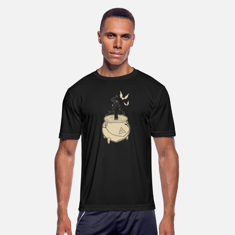 Boiling Magic Cauldron With Witch Hand and Bats