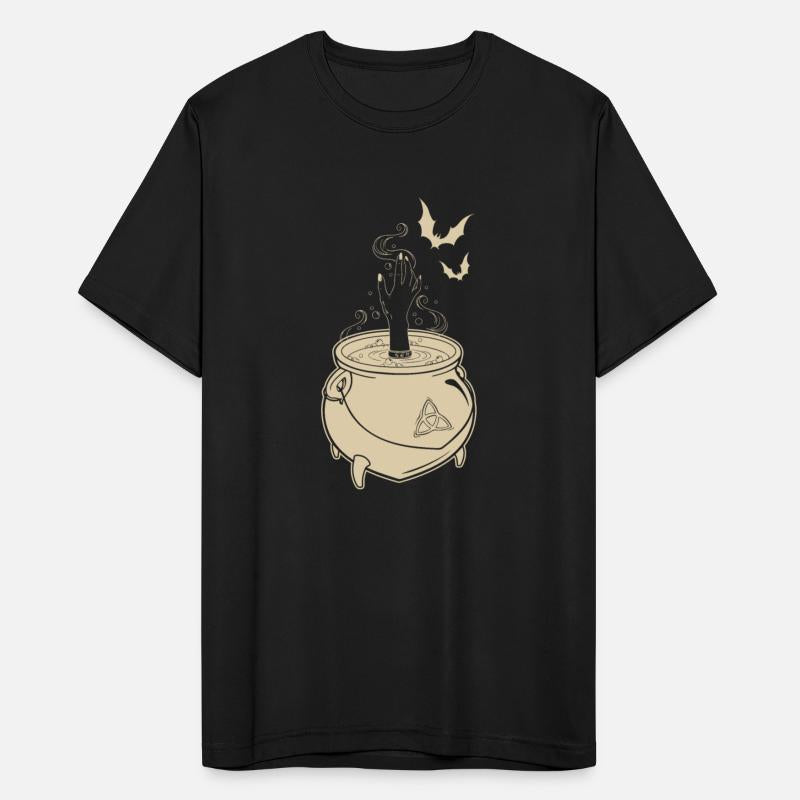 Boiling Magic Cauldron With Witch Hand and Bats