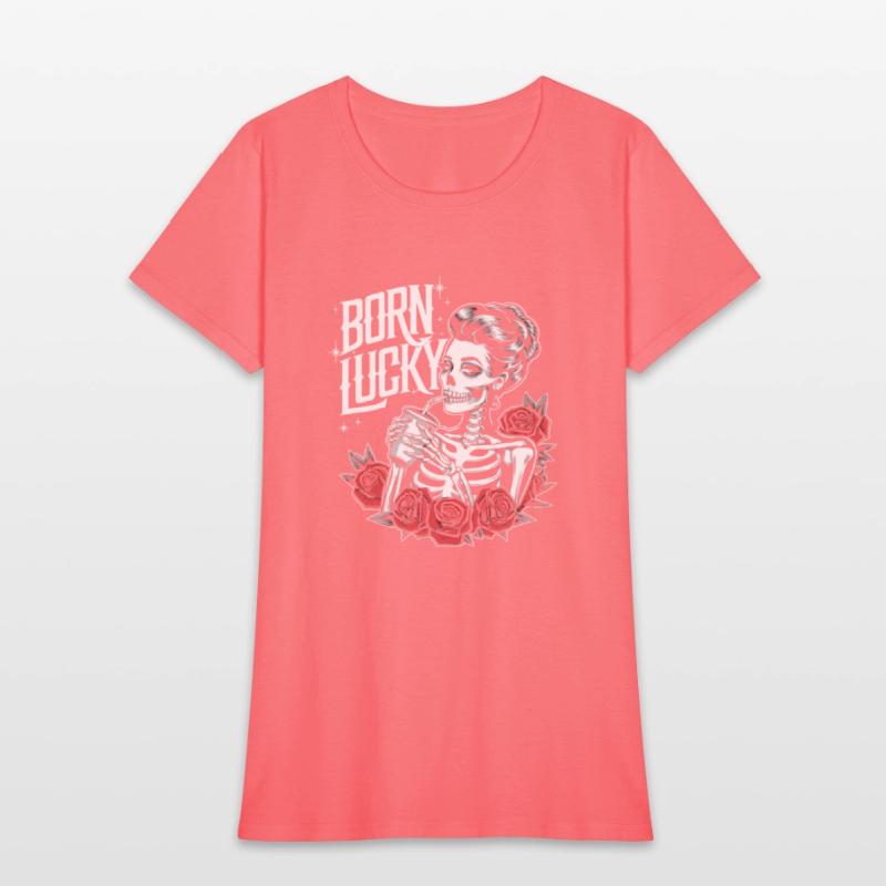 Born Lucky Skeleton Girl – Retro Tattoo Style