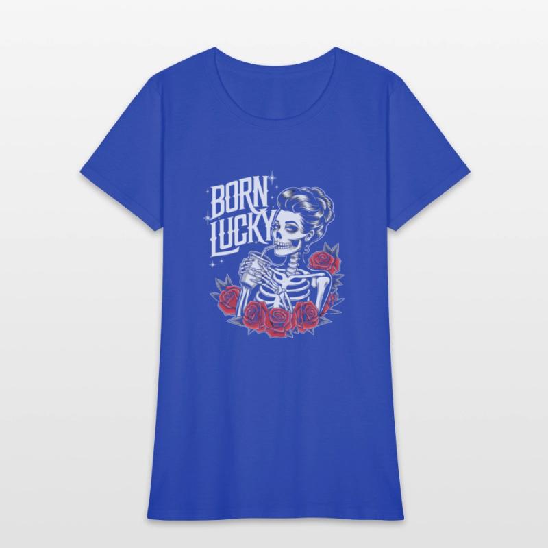 Born Lucky Skeleton Girl – Retro Tattoo Style