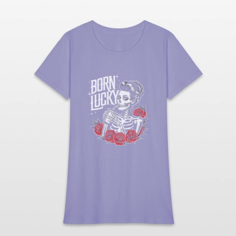 Born Lucky Skeleton Girl – Retro Tattoo Style