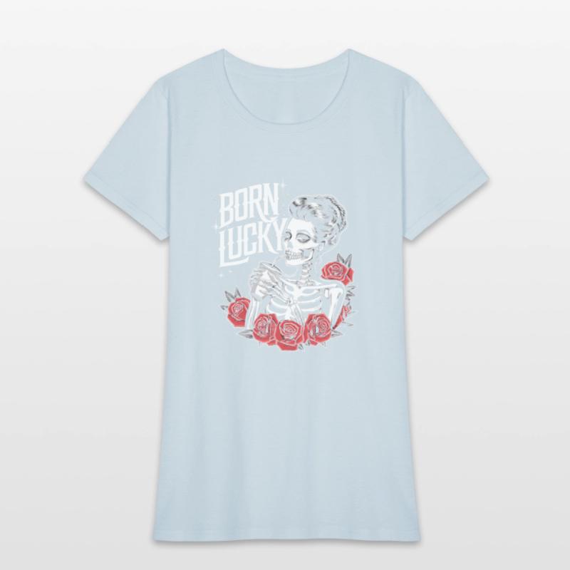 Born Lucky Skeleton Girl – Retro Tattoo Style