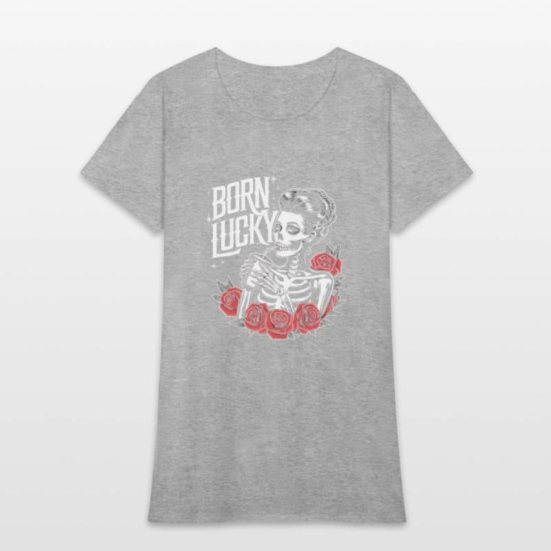 Born Lucky Skeleton Girl – Retro Tattoo Style