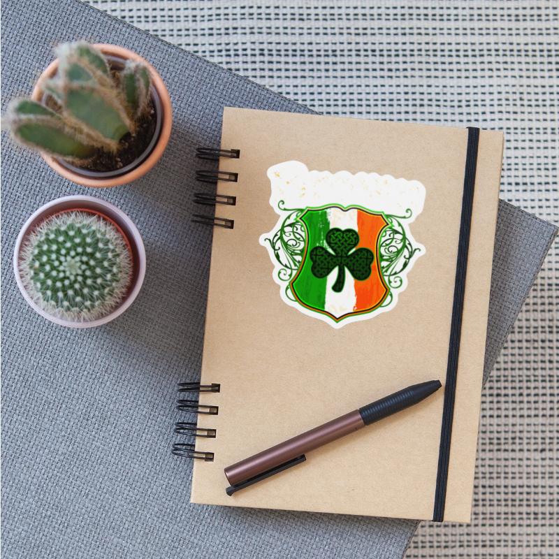 Brown Irish Surname Ireland Flag Shield Shamrock