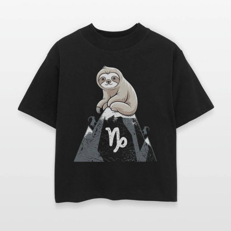 Capricorn Zodiac Sloth on Mountain Top with