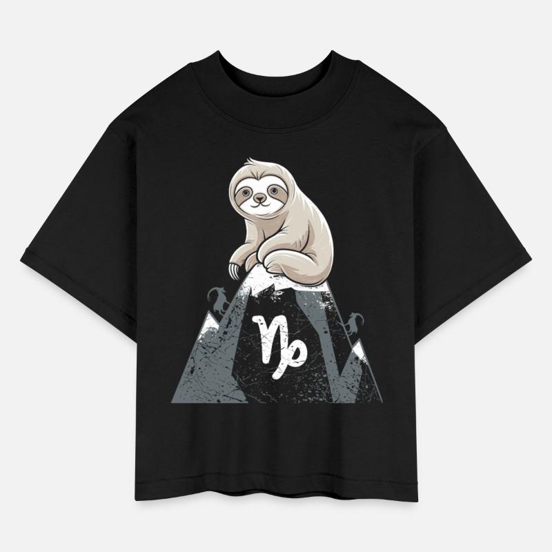 Capricorn Zodiac Sloth on Mountain Top with