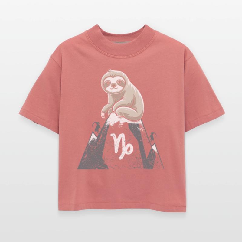 Capricorn Zodiac Sloth on Mountain Top with