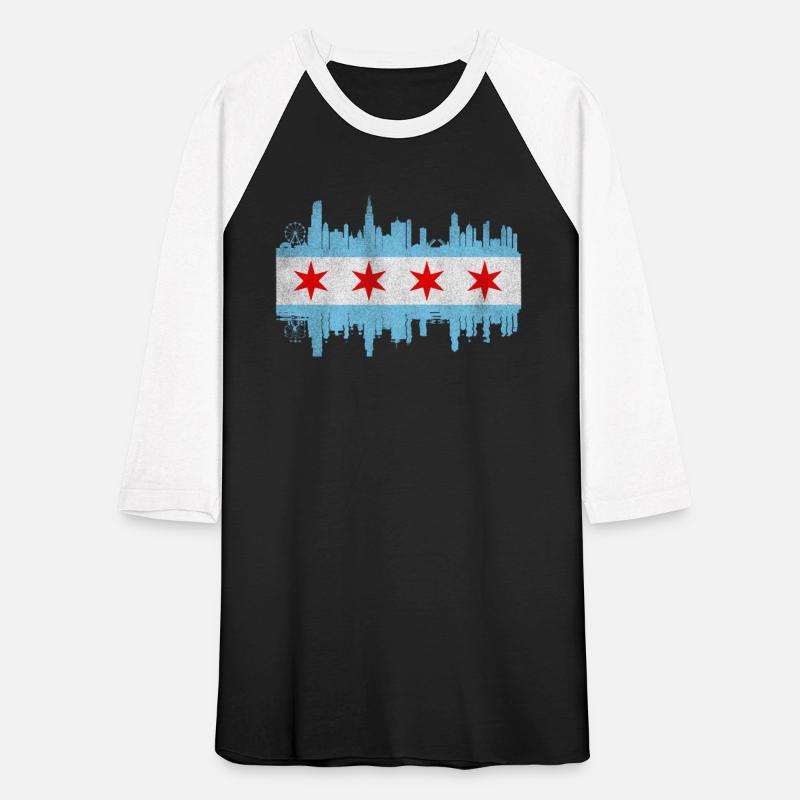 Chicago City yline Flag - Chicago City Distressed