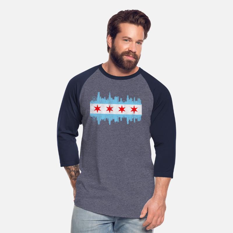 Chicago City yline Flag - Chicago City Distressed