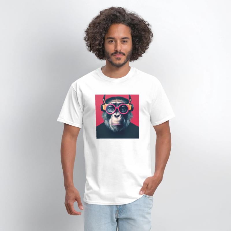 CHIMPANZEE LISTENING TO MUSIC MY HEADPHONE, ANIMAL