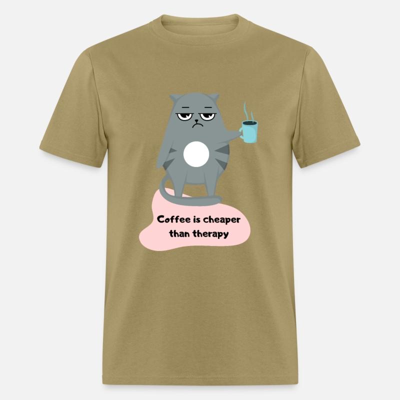 Coffee is Cheaper than Therapy - Cat Lover T-shirt