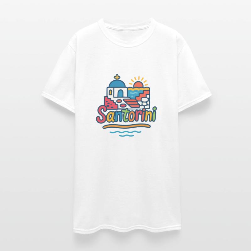 Colorful Graphic of Santorini in Greece