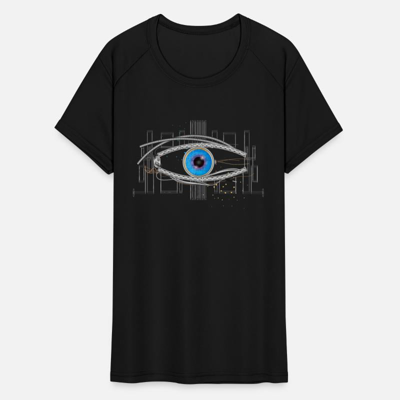 cool blue cyborg or robot eye