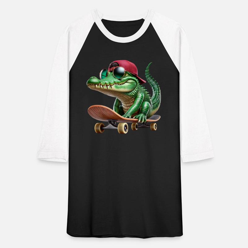 Cool Skateboarding Alligator with Hat and Sunglass