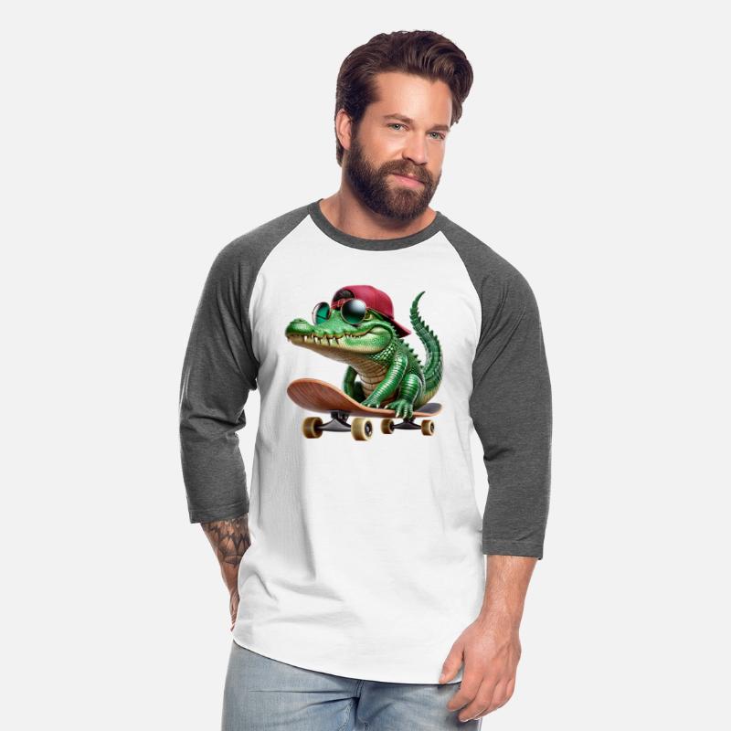Cool Skateboarding Alligator with Hat and Sunglass
