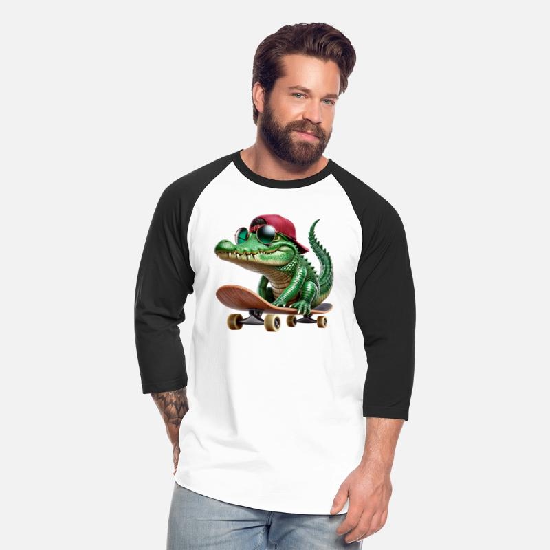 Cool Skateboarding Alligator with Hat and Sunglass