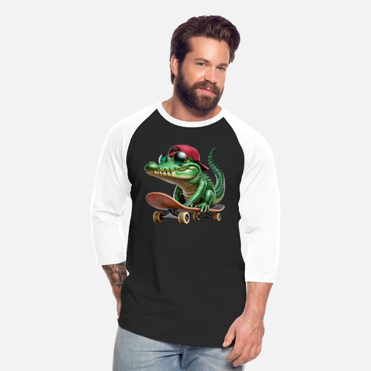 Cool Skateboarding Alligator with Hat and Sunglass