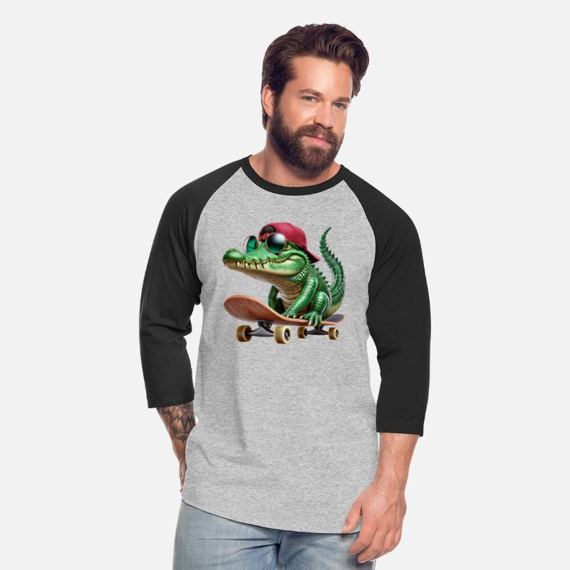 Cool Skateboarding Alligator with Hat and Sunglass