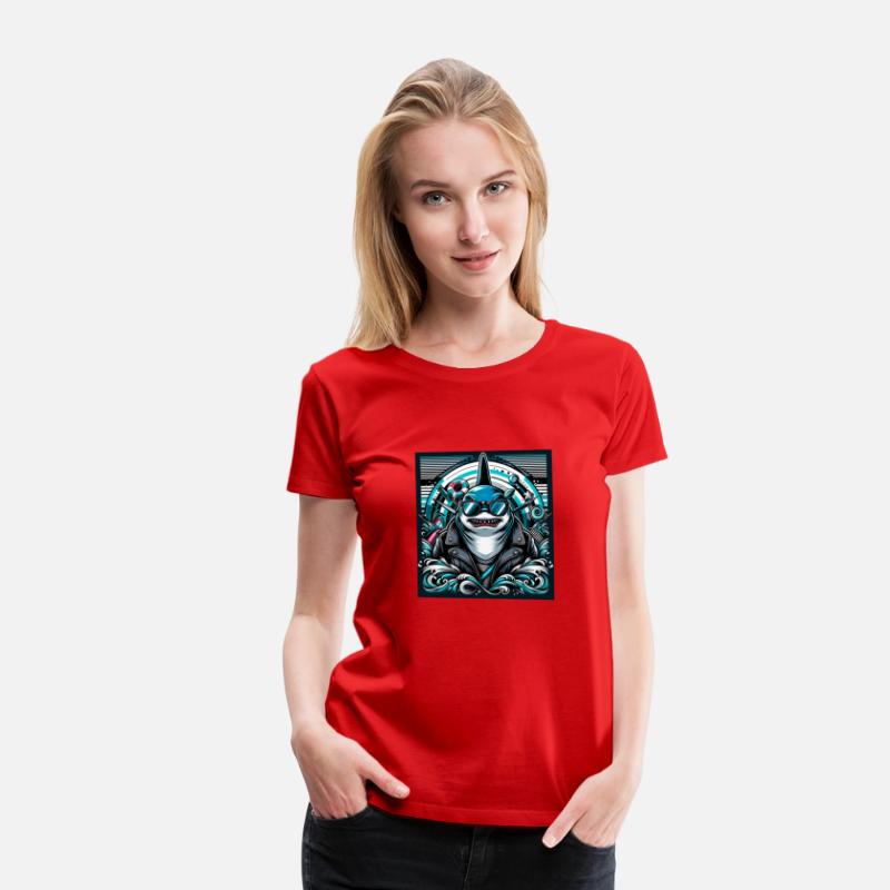 Cool T-shirt design featuring a cool shark mascot