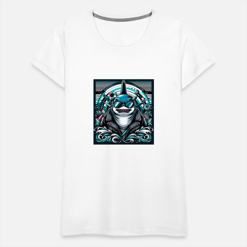 Cool T-shirt design featuring a cool shark mascot