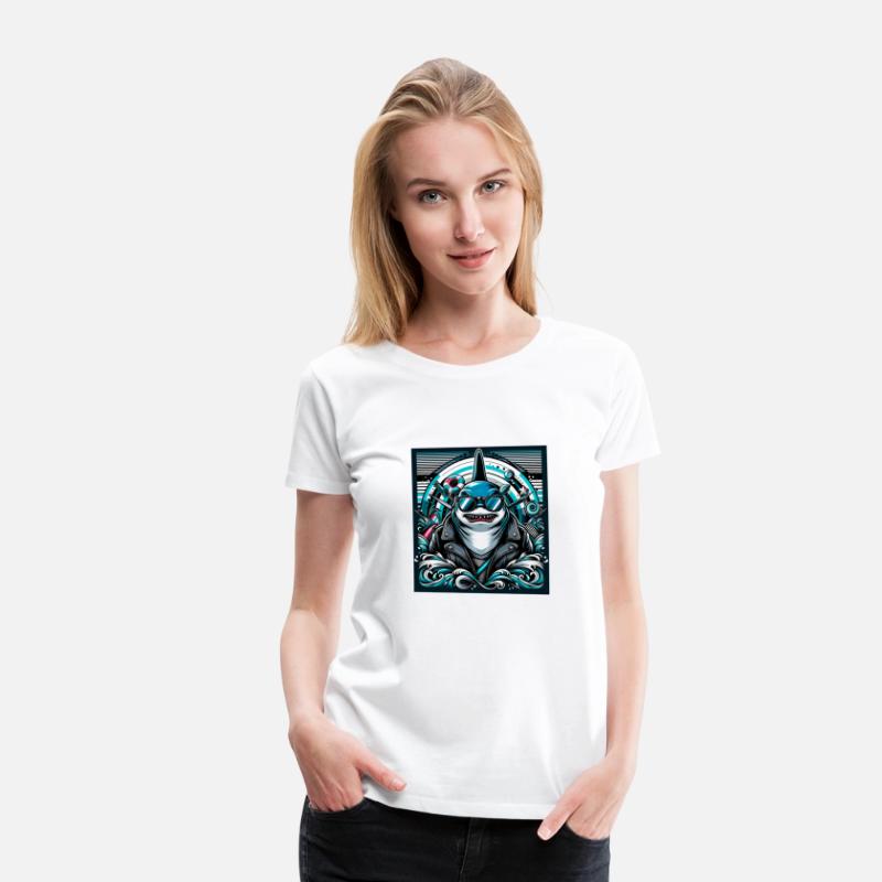 Cool T-shirt design featuring a cool shark mascot