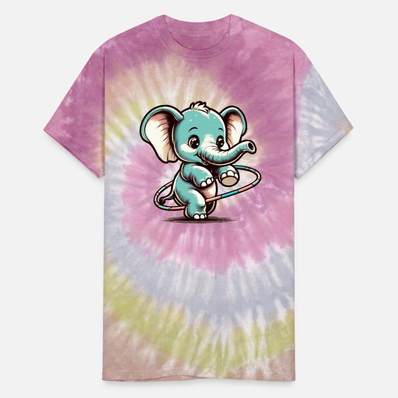 Cute cartoon elephant with hula hoop