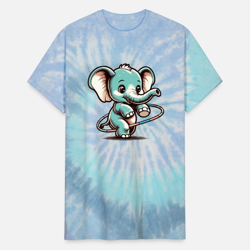 Cute cartoon elephant with hula hoop
