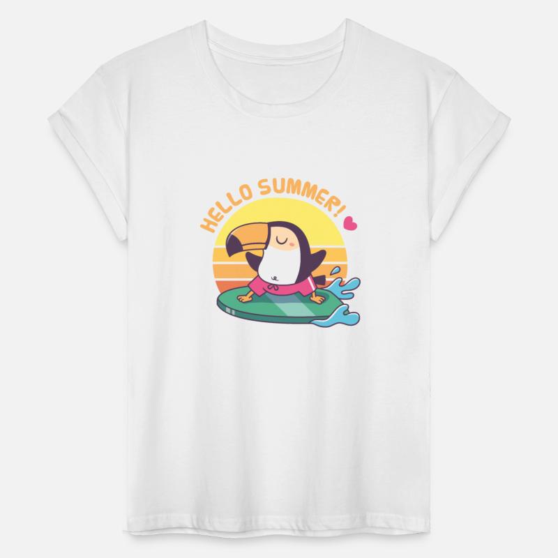 Cute Toucan on Surfboard, Hello Summer