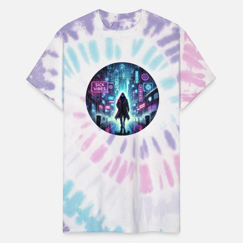 Cyberpunk Neon Dystopia - Mysterious Hooded Figure