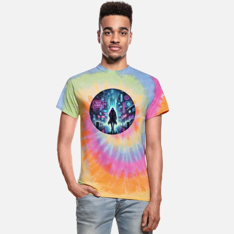 Cyberpunk Neon Dystopia - Mysterious Hooded Figure