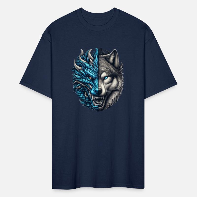 Dragon Wolf Fusion - Epic Beast Split Face Art Tee