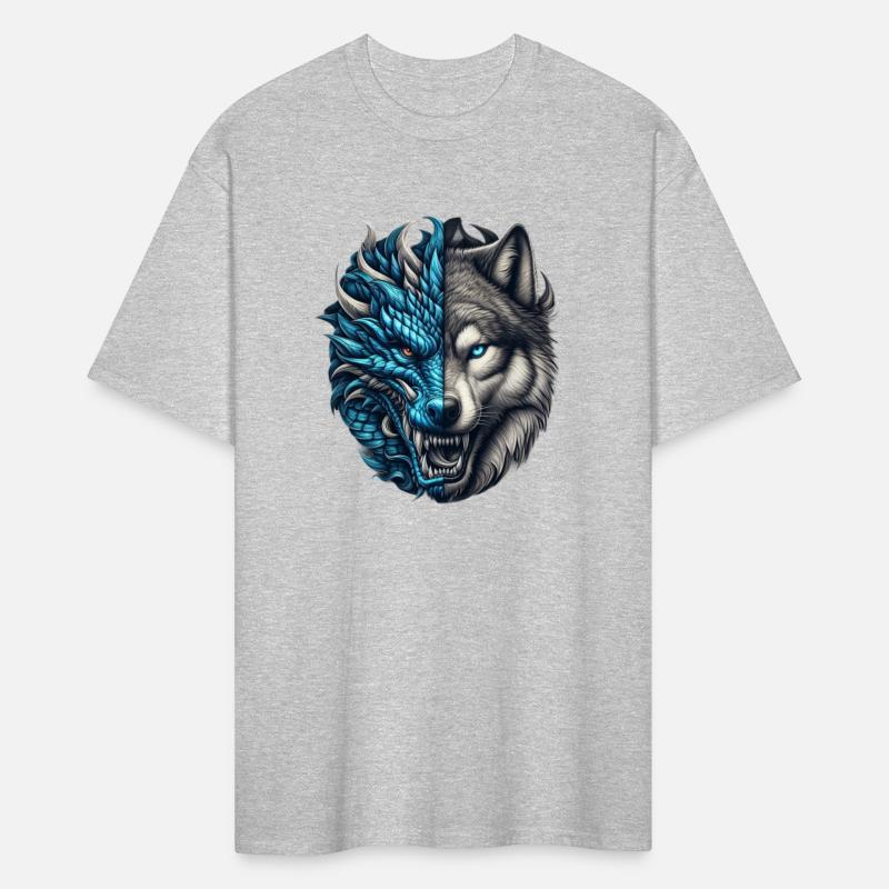 Dragon Wolf Fusion - Epic Beast Split Face Art Tee