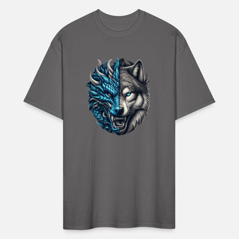 Dragon Wolf Fusion - Epic Beast Split Face Art Tee