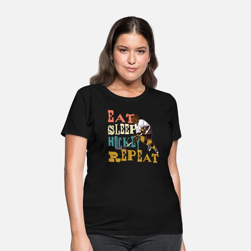 Eat Sleep Hockey Repeat funny retro vintage