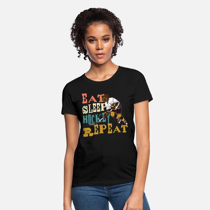 Eat Sleep Hockey Repeat funny retro vintage