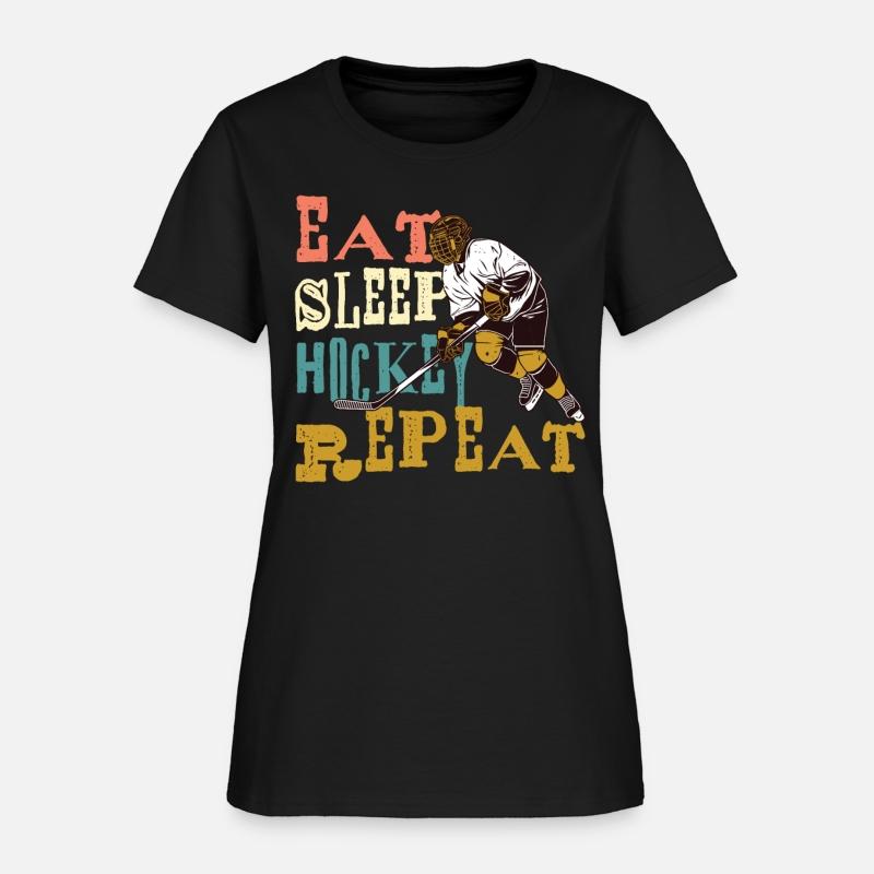 Eat Sleep Hockey Repeat funny retro vintage