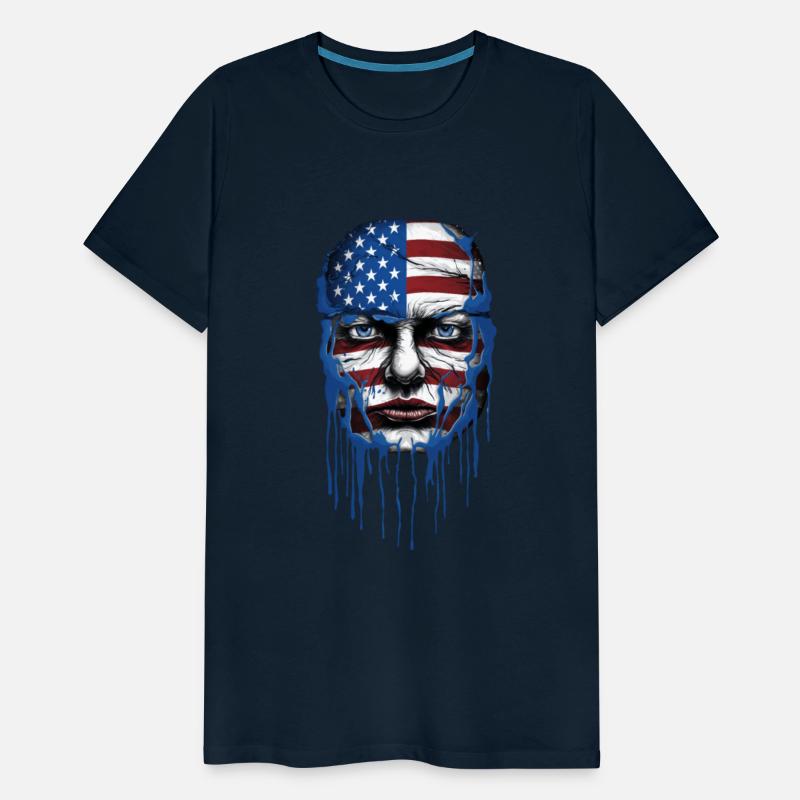 Face with an American Flag Painted