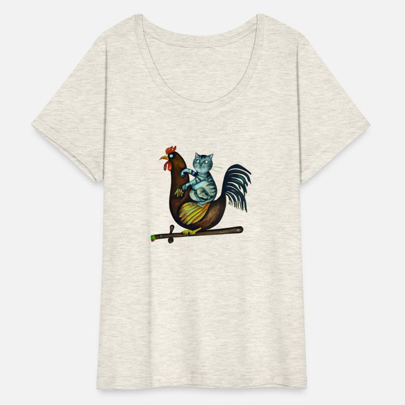 Farm Animals funny Cat sitting on a chicken