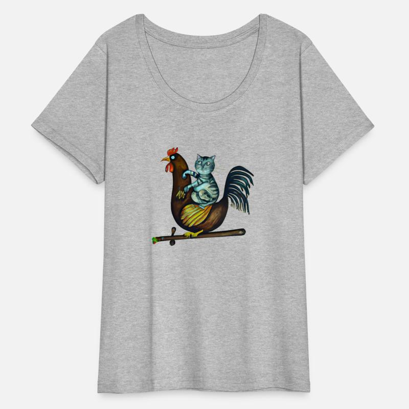 Farm Animals funny Cat sitting on a chicken