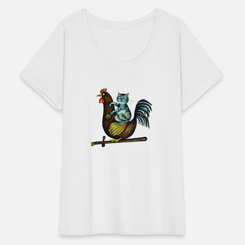 Farm Animals funny Cat sitting on a chicken