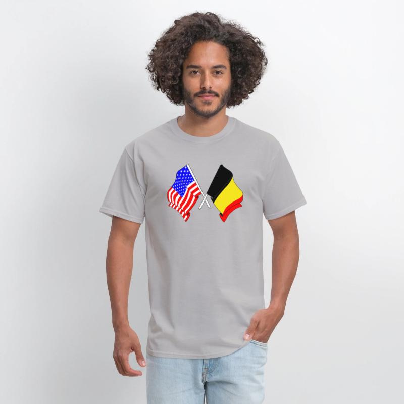 Flag of the United States USA and flag Belgium